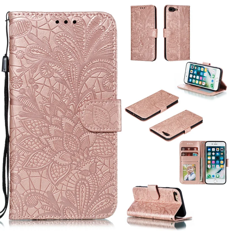 

Luxury Flower for iPhone 7 Plus 8 X XS XS Max case for iPhone 8P 11 Pro Max Shockproof Card slot Wallet phone Cases cover