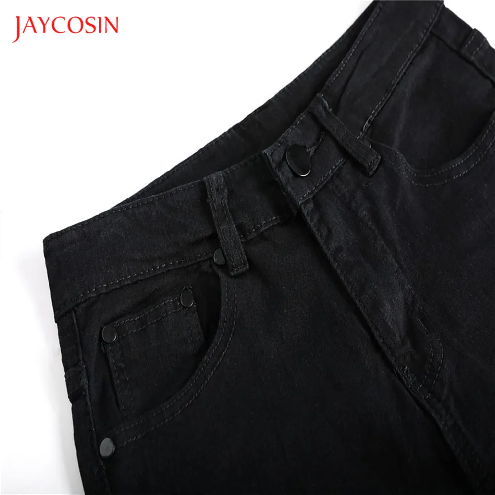 Jaycosin мужские потертые джинсы, одноцветные классические деловые прямые брюки, модные повседневные трендовые мягкие брюки, новые мужские джинсы, брюки