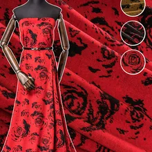 Жаккардовый кашемировый тканевый трикотажный бархат высокого класса изготовленный на заказ бархатный материал осень-зима шерсть Пион цветок платье ткань