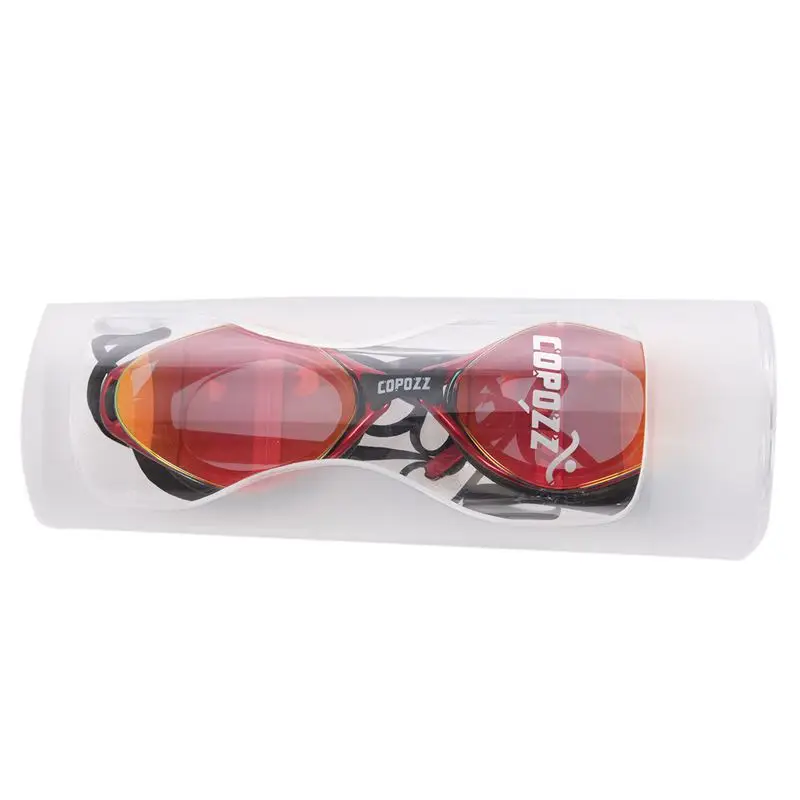 Copozz Plating Mirrored Swimming Waterproof Glasses for Adults Sport anti uv fog Protection Swim Goggles(Red