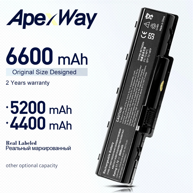 Аккумулятор ApexWay для Acer 5334 5335 5338 5536 5536G 5541G 5734Z 5732ZG 5735Z 5737Z 5738DG 5740DG 7715Z Emachine D525 D725 |