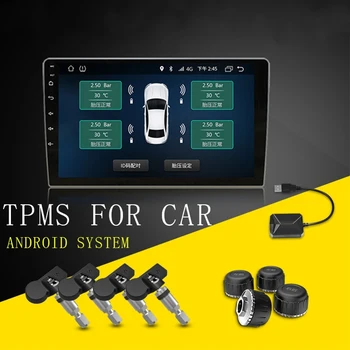 

Car Tire Pressure Monitoring System USB TPMS for Android Navigation With 4 Internal/External Sensor Tyre Pressure Alarm