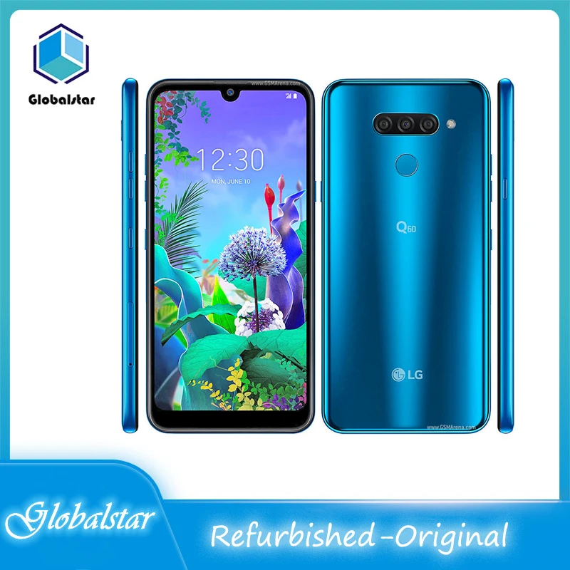 Оригинальный Восстановленный разблокированный сотовый телефон LG Q60 с двумя