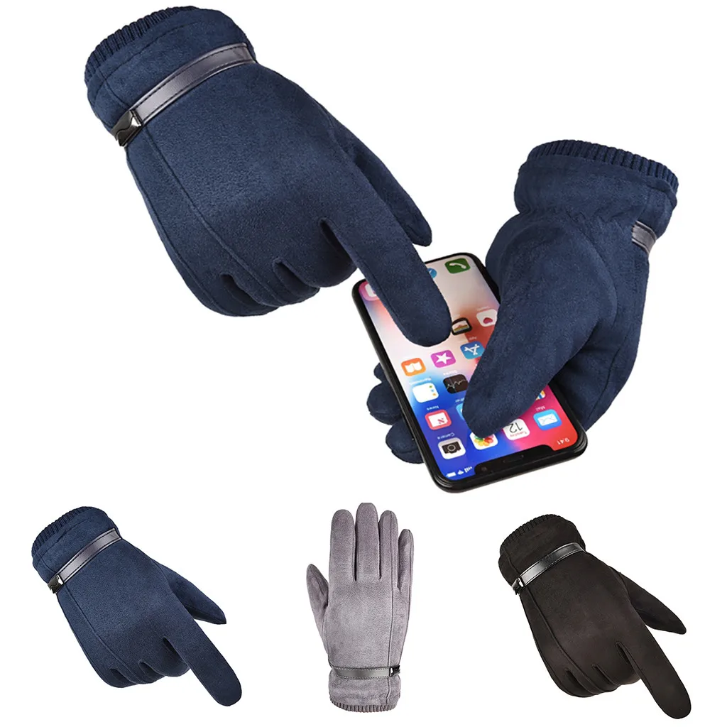 Зимние мужские перчатки с сенсорным экраном замшевые теплые ветрозащитные тактические перчатки противоскользящие перчатки для катания на лыжах на открытом воздухе# YL1