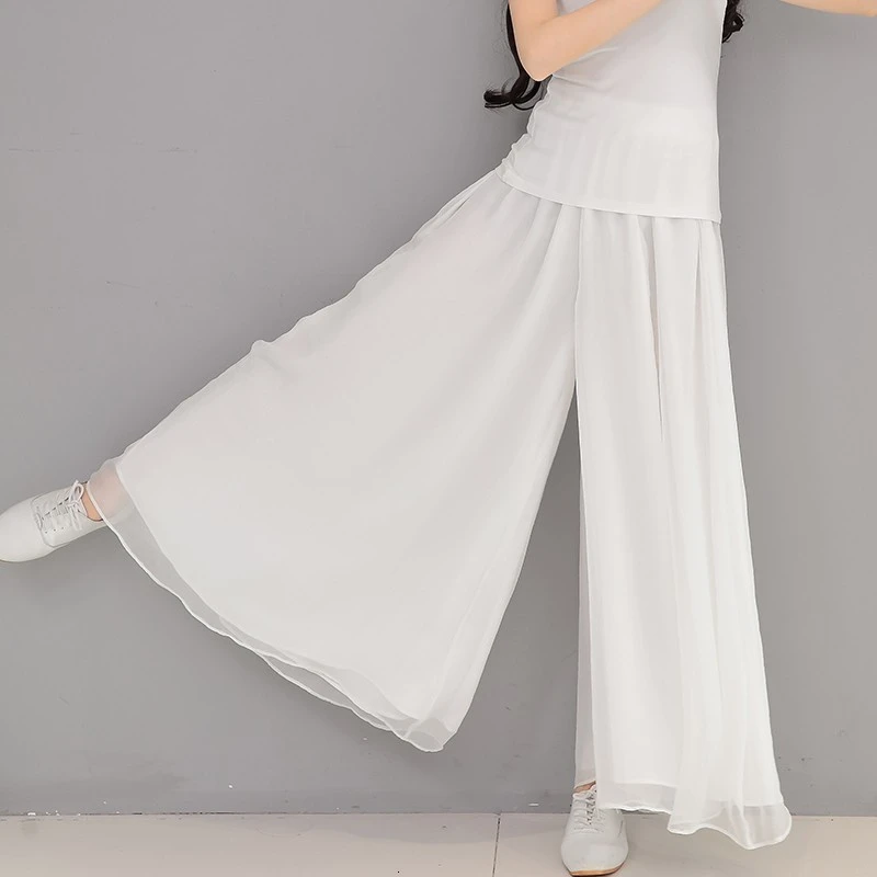 white chiffon trousers