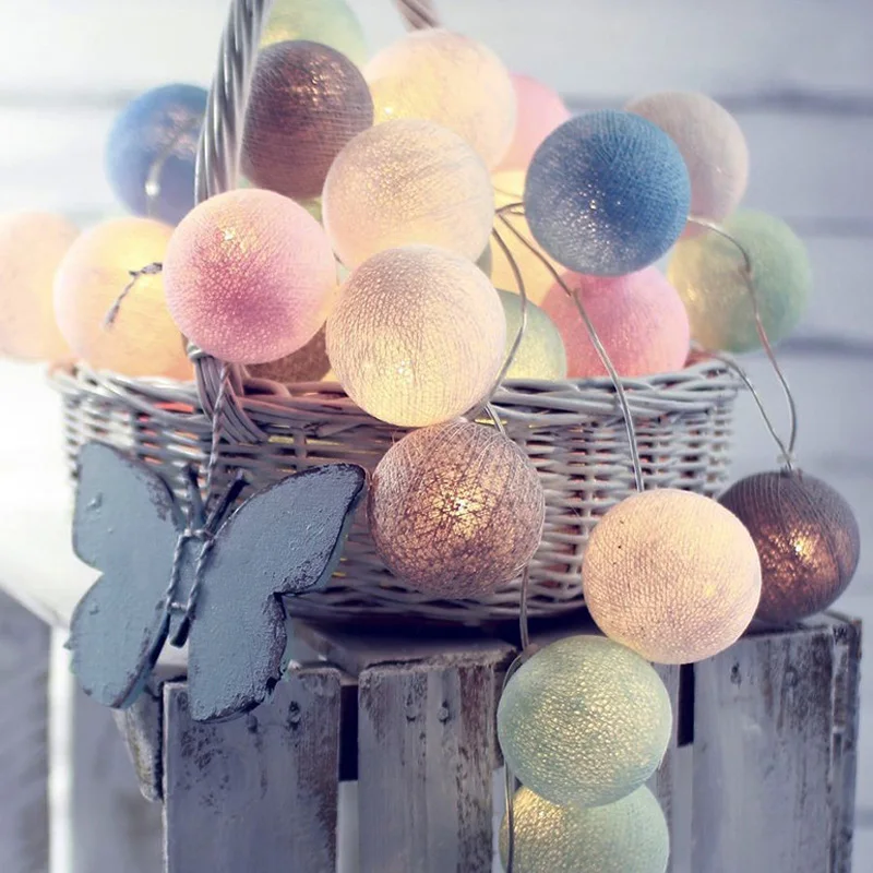 Рождественская гирлянда с хлопковыми шариками для помещений, светодиодный гирлянда, рождественские, новогодние, свадебные украшения для дома, Navidad - Испускаемый цвет: type 1