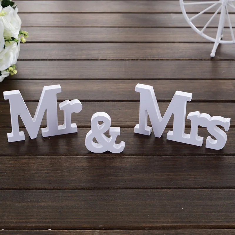  Mr Mrs Wedding Invitations White Letters Wedding Sign Just Married Photo Props Wedding Party Decora - 4.00027E+12