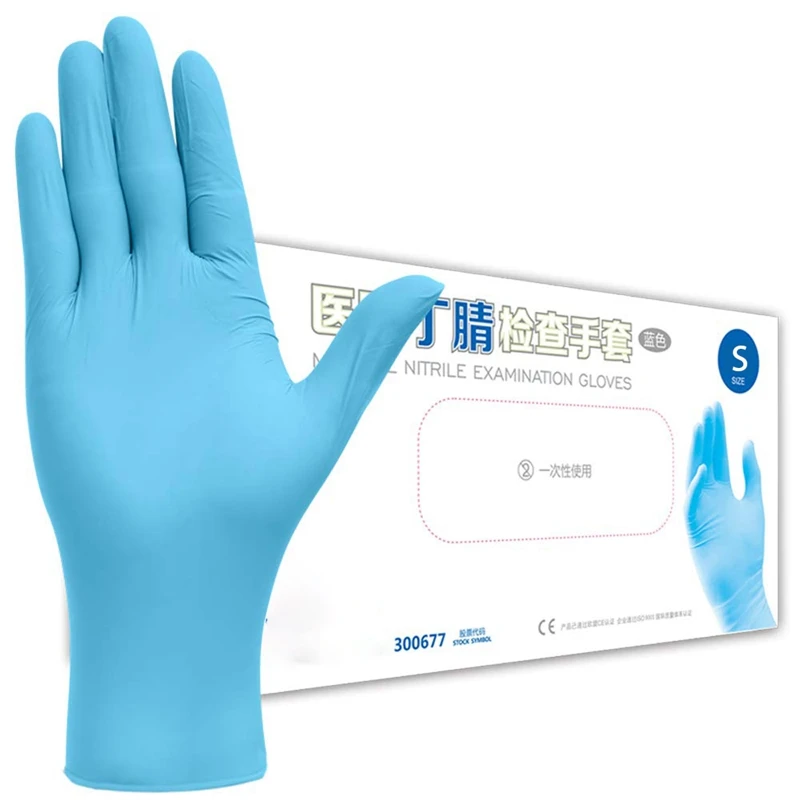 

100 Pcs Protective Gloves 100Pcs Disposable Nitrile Gloves Food Grade Material Hands Protection Experiment Check Gloves