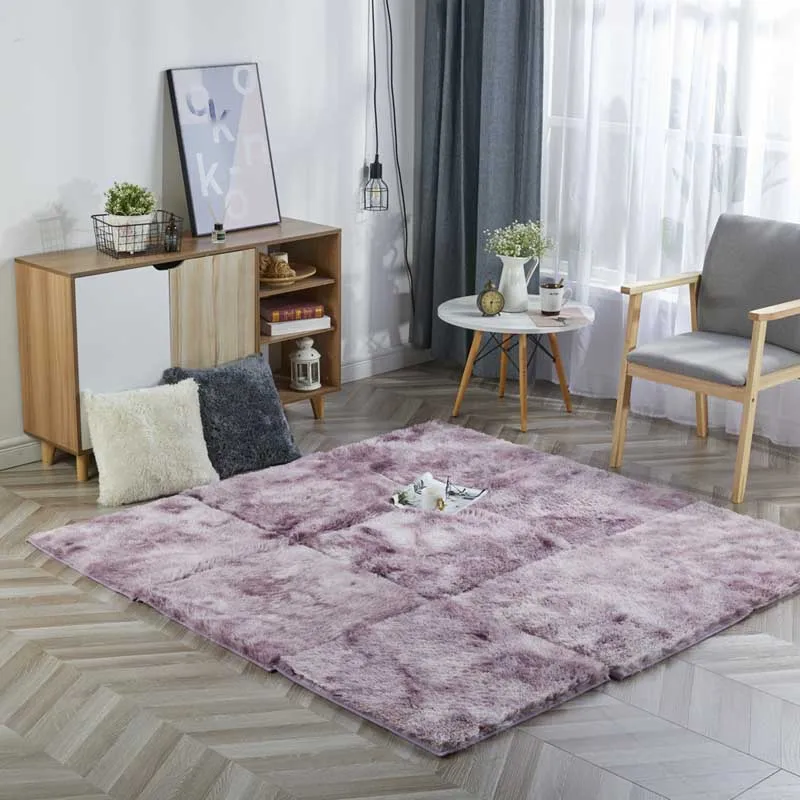 pink purple Chilren яркое длинное шерстяной коврик для гостиной, спальни, теплое мягкое плюшевое сборное покрытие для пола для дома, диван, чайный столик, ползающий коврик с татами - Цвет: pink purple