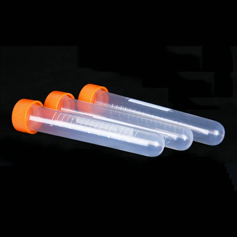 100Pcs/Lot 15ml Clear Plastic centrifuge tube PP Microcentrifuge Round-bottomed with screw cap Plastic Test Sample Vials