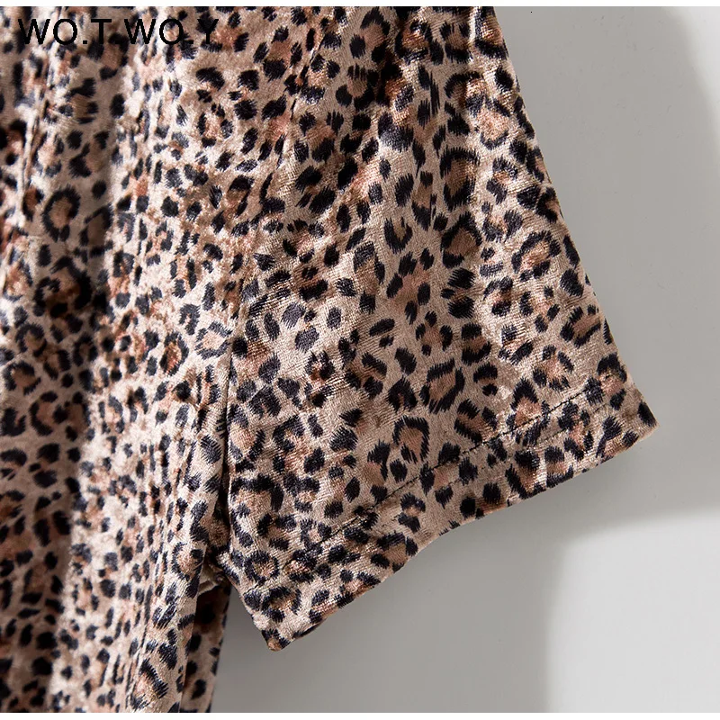 WOTWOY/женские футболки с леопардовым принтом и мехом; коллекция года; сезон весна-лето; популярные повседневные футболки с круглым вырезом и коротким рукавом в стиле Харадзюку; крутая футболка; женские топы
