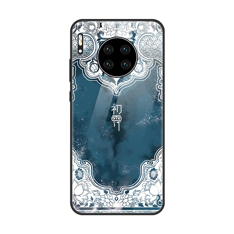 blue Китайский винтажный Дворцовый стиль чехол для huawei коврики 30 PRO MATE 20 PRO P30 PRO закаленное стекло чехол для телефона mate30pro mate20pro - Цвет: blue