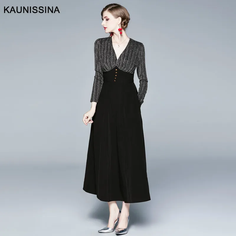 KAUNISSINA, винтажное коктейльное платье, v-образный вырез, длинное, для выпускного вечера, Vestidos, длинный рукав, пэтчворк, высокое качество, вечерние платья для торжеств