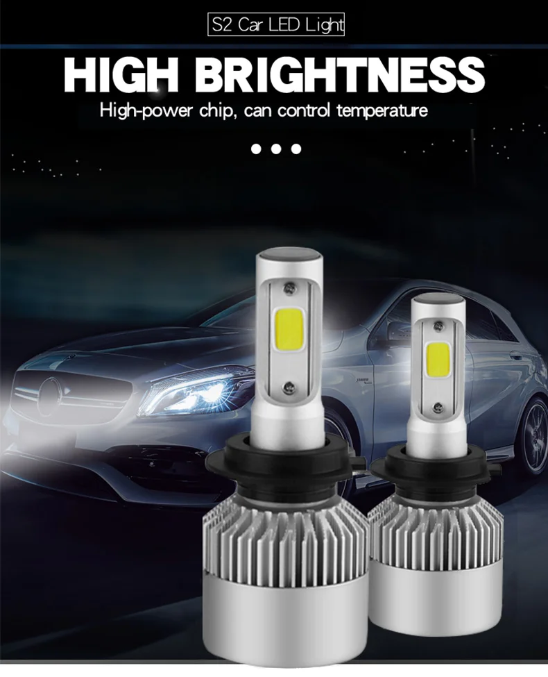 Car Headlight H7 LED H4 LED H1 H11 H3 H13 880 881 9004 9005 9006 9007 72W 7600LM 6500K 12V 24V Auto Headlamp COB Fog Light Bul
