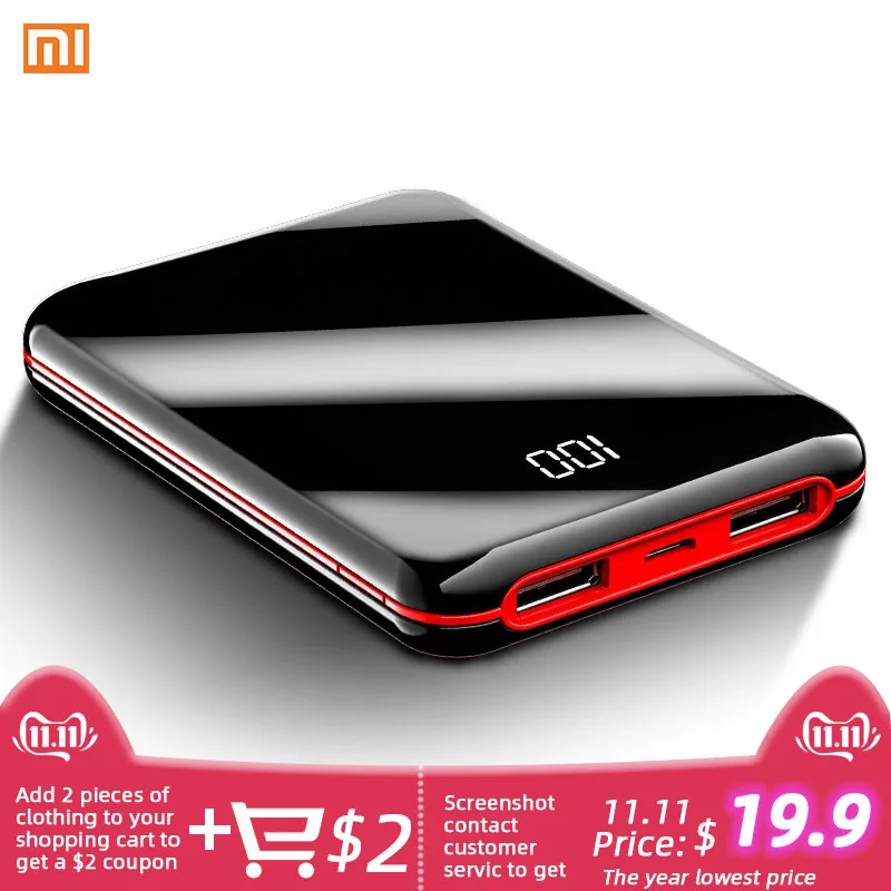 Xiaomi, полноэкранный мини внешний аккумулятор 30000 мА/ч, внешний аккумулятор, USB, портативное зарядное устройство для телефона, для IPhone, повербанк
