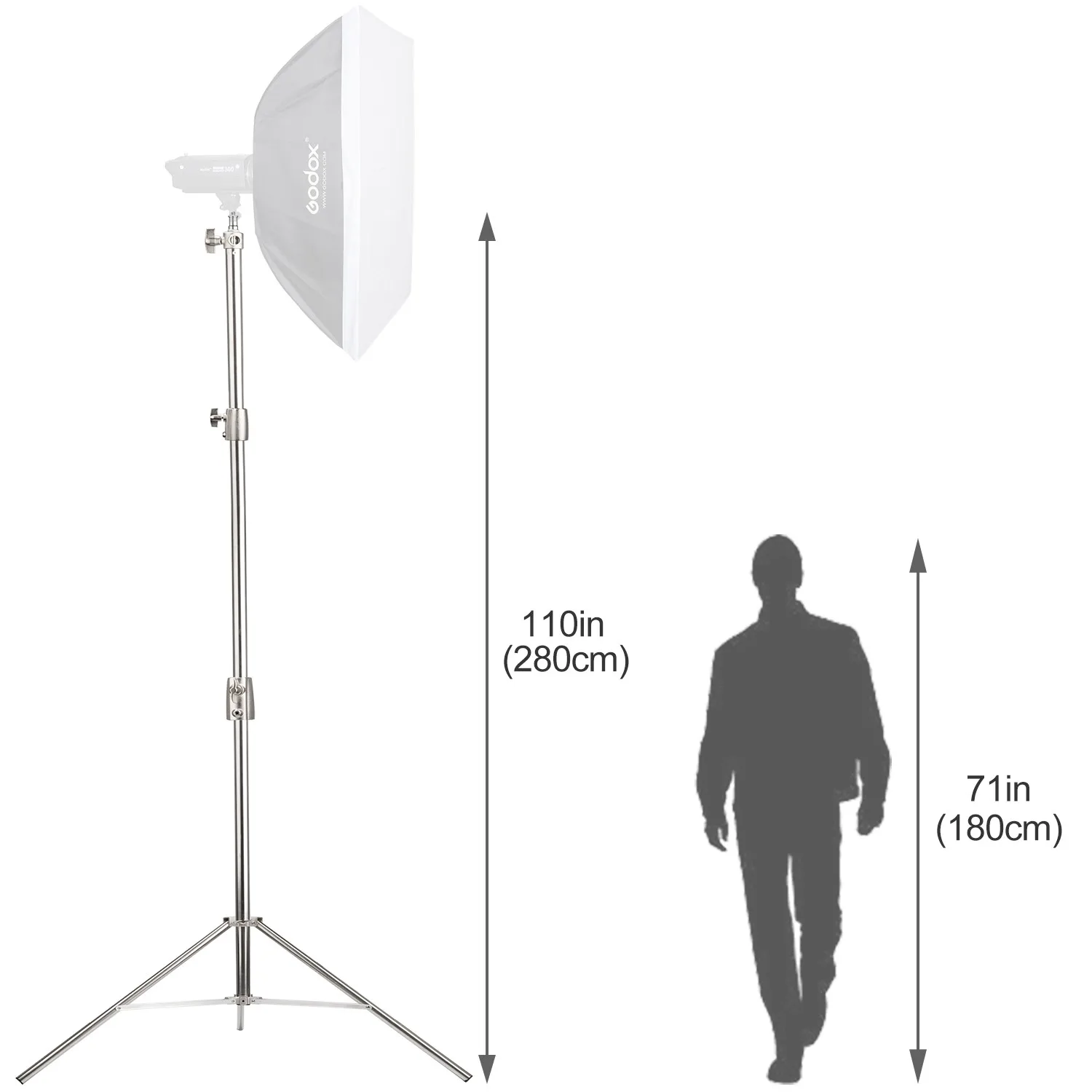 Fotopal 280cm 2.8m Heavy Duty Stainless Steel Light Stand For Fresnel Tungsten Light TV Station Photo Studio Tripods