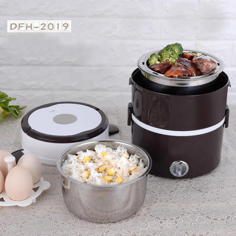 2L 3 Слои Нержавеющая сталь электрическое отопление Коробки для обедов большой Офис 220V Еда контейнер-пароварка рис Плита грелка бенто ланч бокс