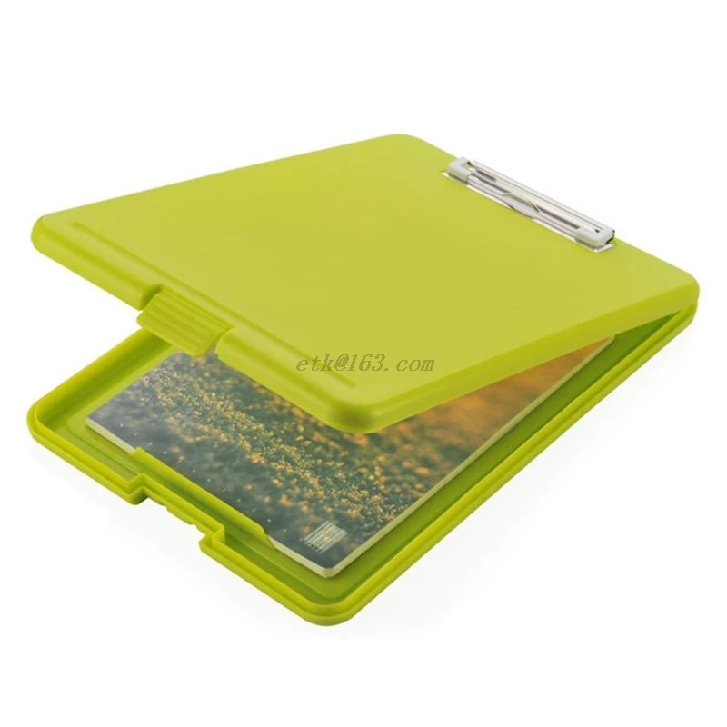 Portapapeles de almacenamiento de plástico A4, caja de archivo, carpetas de documentos, portapapeles, almohadilla de escritura, papelería, escuela, suministros de oficina