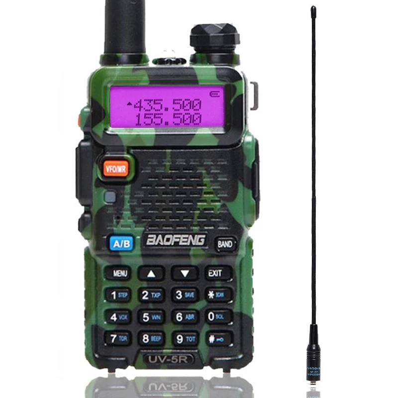 BAOFENG UV-5R 5 Вт 10 км Двухдиапазонная рация 136-174 МГц и 400-520 МГц портативная двухсторонняя CB радио UV5R(черный/Камуфляж - Color: camo 771 anten