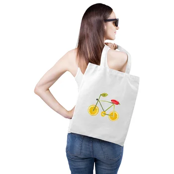 

New Fashion Shopping Bag Ladies Women Cute Fruit Print Casual Canvas Shoulder Bag Tote Shopping Handbag Student Book Bags
