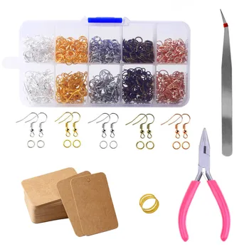 

1set Jewelry discovery earrings making set single circle jump ring/earring hook/pliers/cards and other DIY jewelry making set