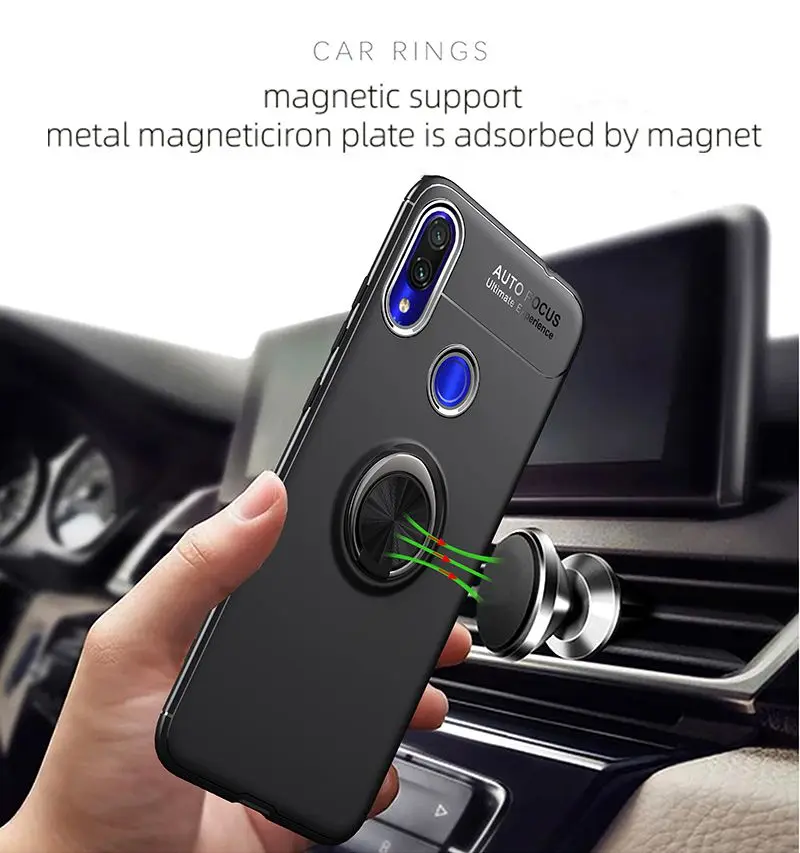 Для Redmi Note 7 Pro Redmi 7 7A металлический Невидимый кольцевой кронштейн TPU чехол для Redmi Note6 Note 6 Pro Магнитный поглощающий чехол