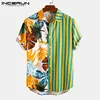 Fashion Men Hawaiian Shirt Short Sleeve Streetwear Print Striped Patchwork Summer Chic Blouse 2022 Beach Camisas INCERUN S-5XL 7 ► Photo 1/6
