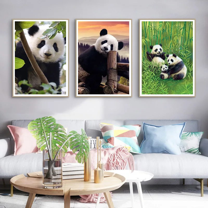 5D DIY Алмазная вышивка с изображением панды животных алмазная живопись вышивка крестиком полная квадратная дрель стразы украшение детский подарок