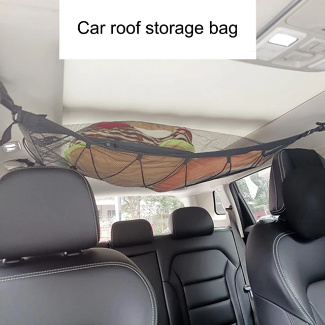 Car Storage Net, Universal Car Roof Bag With Zipper,black Organizer Luggage  Storage Net For Car Suv Ceiling (drawstring Net)