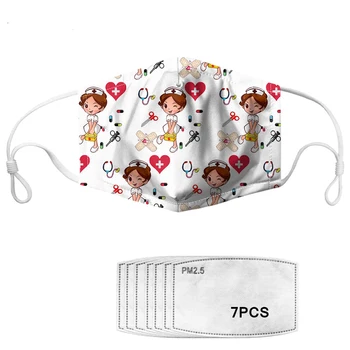 

Cute Nurse Pattern Women High Elastic Breath Adjustbale Cover Mouth Mask Ladies/Male/Kids Anti Haze Mouth Face Mask