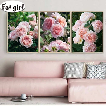 

Diamond Painting Full Square Pink Flowers 5D Diamond Embroidery Cross Stitch Kit round drill Mosaic 3 Joint painting