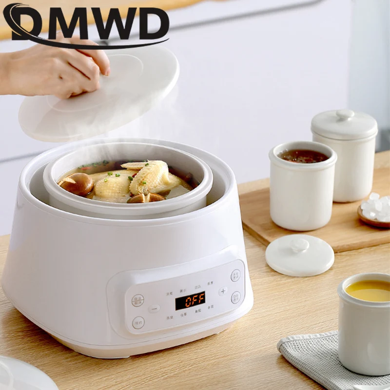 Intelligent Electric Slow Cooker Appointment Timing Food Steamer Ceramic Container Boiler Water Stew Soup Porridge Pot Anti-Dry 2