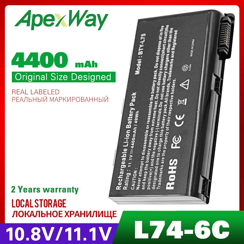 Аккумулятор для ноутбука MSI BTY L74 L75 MS 1682 91NMS17LD4SU1 91NMS17LF6SU1 957 173XXP 101 102 CX600 Series 4400