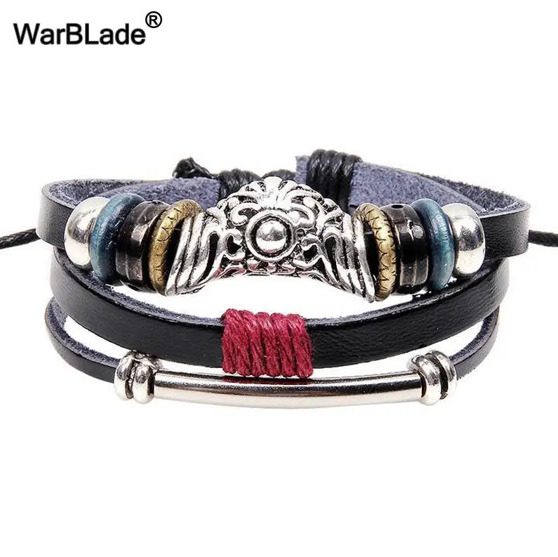 18 WBL Новая мода Evil Eye браслеты старинный браслет Многослойный кожаный браслеты с подвесками 10 шт. для мужчин и женщин - Окраска металла: 18