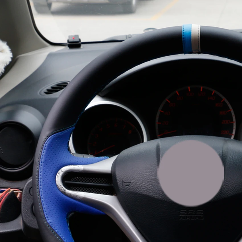 Черные кожаные чехлы рулевого колеса автомобиля для Honda Fit 2009-2013 City Jazz Авто рулевые чехлы