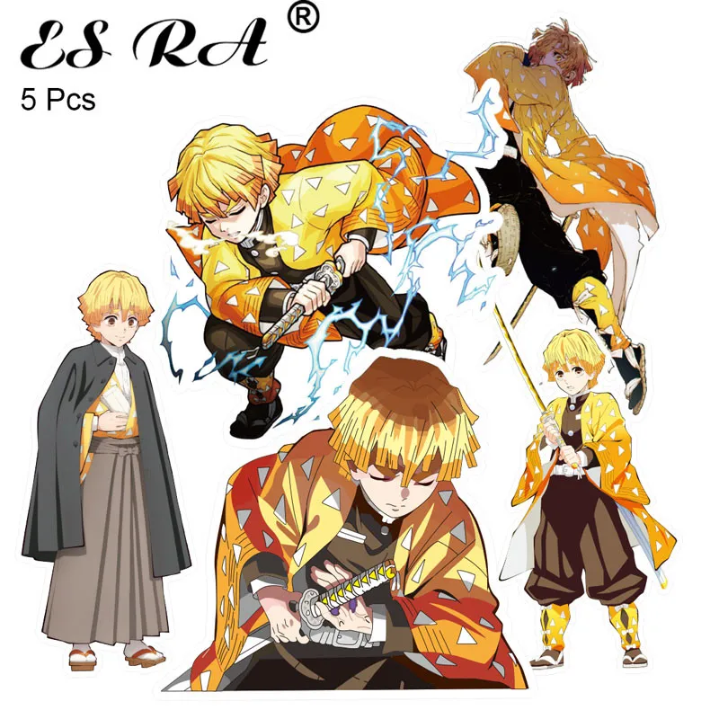 5 unids/set (lote) Pegatinas de Anime Skateboard Kimetsu no Yaiba lápiz demonio asesino calcomanías portátil maleta para cuadernos Pegatinas