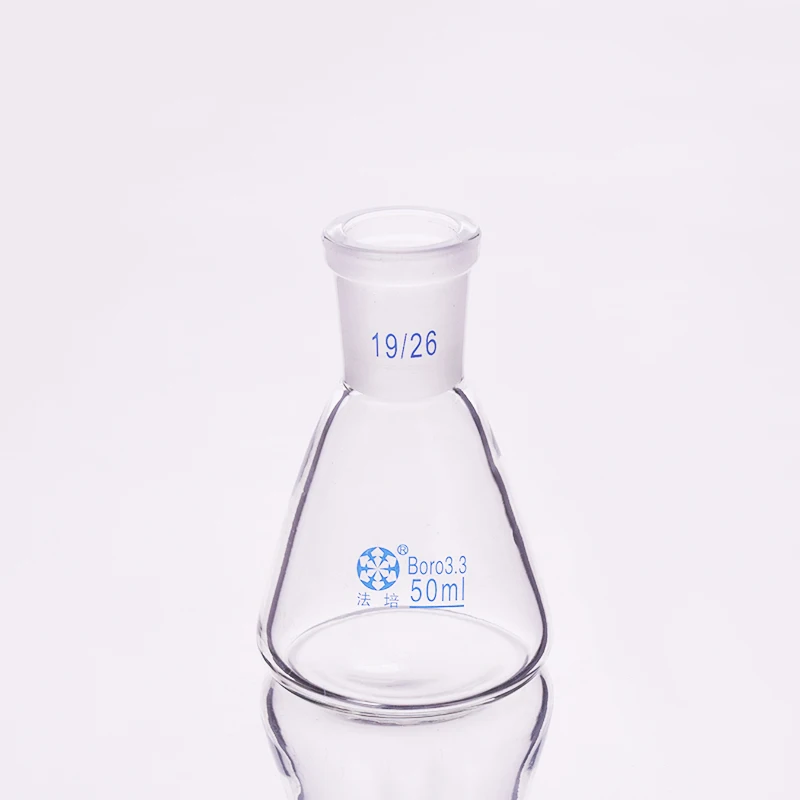 3pcs Conical flask with standard ground-in mouth,Capacity 50ml,joint 19/26,Erlenmeyer flask with standard ground mouth