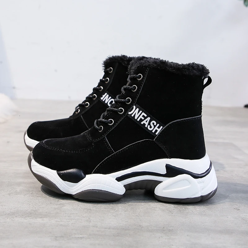 

Winter Women's Martin Boots Female Lace Up INS Fashion Cow Suede Luxury Platform Thick Sole Casual Shoes Woman Ankle Boots 6cm