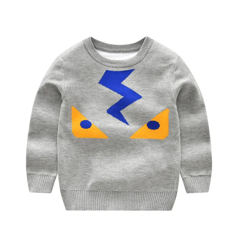 Свитер-пуловер с круглым вырезом и оленем для мальчиков г. Осенне-зимний двухслойный плотный базовый свитер для маленьких детей