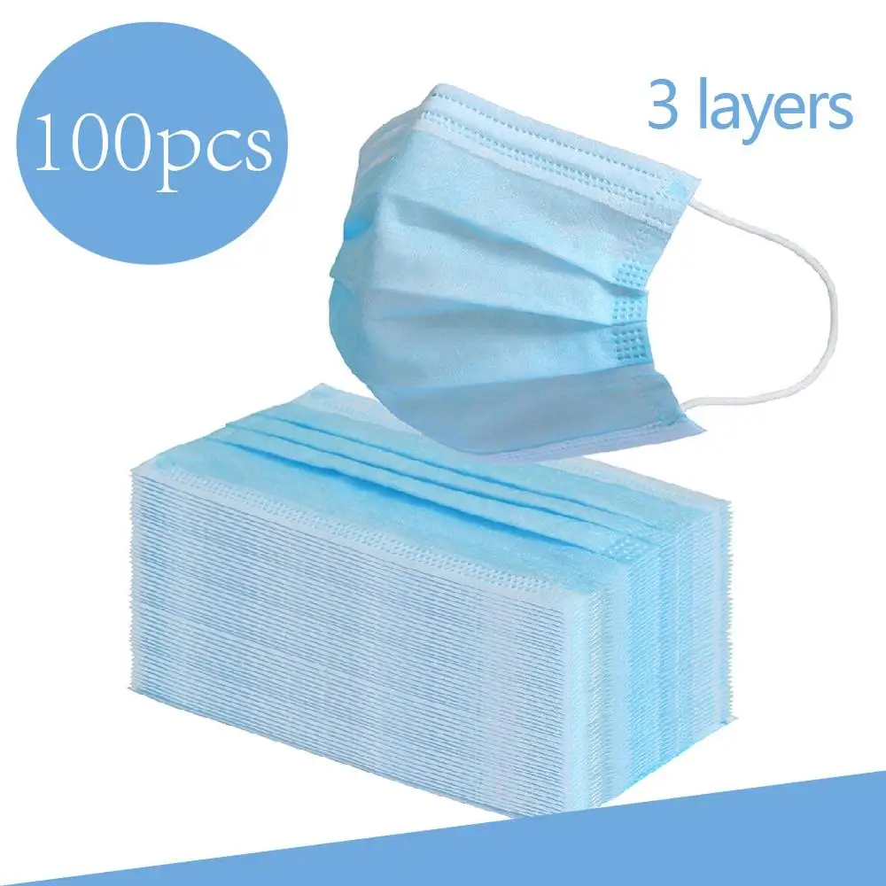 

Three layer protective mask disposable dust mask strong filtration mask 100 pcs