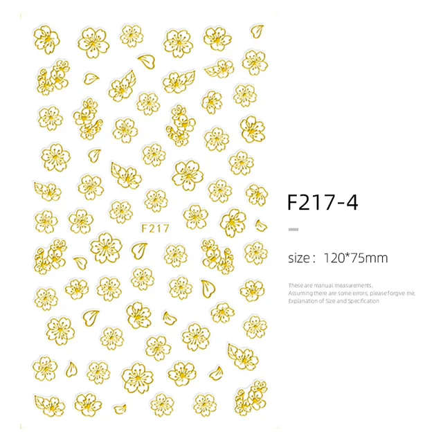 HNUIX Nail stickers circle silver gold geometry hollow 3D sticker art nail sticker sticker slider stickers star moon F217gold