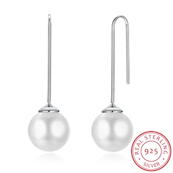 

INALIS 925 sterling silver wedding women's hanging pearl Drop earrings pendants fashion jewelry for women for a girl