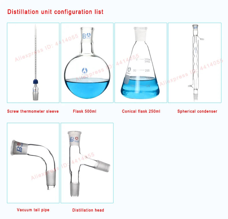 Atmospheric distillation unit 500ml pure glass distillation set chemical laboratory equipment teaching equipment