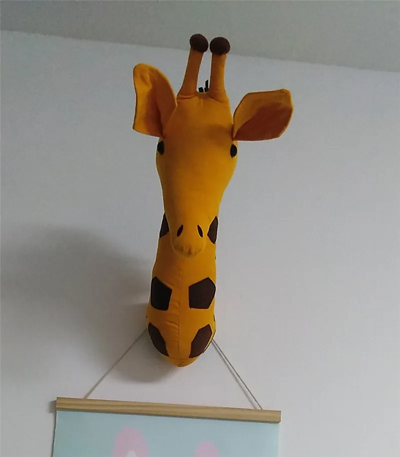 Giraffe Украшение на стену в виде головы животного, единорог, лебедь, Настенное подвесное крепление, игрушки для девочек, куклы для маленьких детей, декор для детской комнаты, подарок на день рождения - Цвет: Giraffe