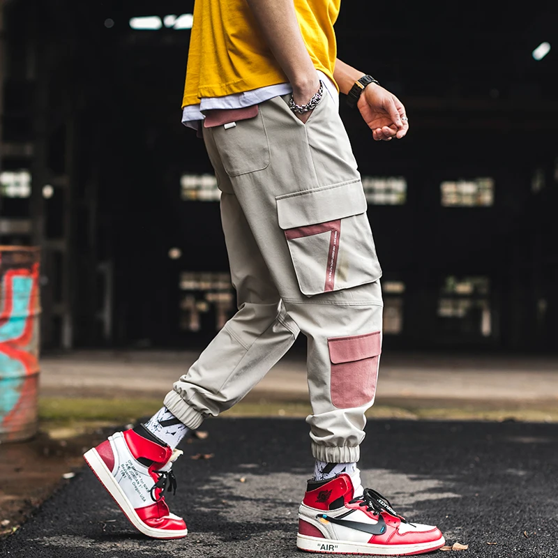 YASUGUOJI Fashion Streetwear Pockets Joggers Boost Military Casual Cotton Pants Hip Hop Mens Cargo Pants Pencil Harem Pants Men