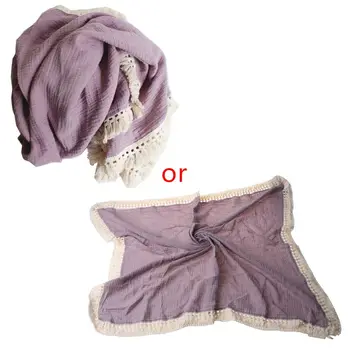 

Newborn Swaddle Muslin Unisex Tassel Infant Baby Blanket Wrap Receiving Blanket K1KC