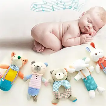 

1pc Baby Cartoon Stuffed Animal Toy Baby Soft Plush Hand Rattle Toy Educational Development Toy(Naughty Bear)
