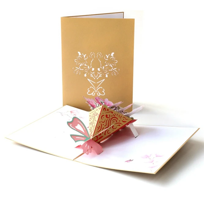  DHL 100pcs Flower shape Party 3D Pop Up Cards Valentine Lover Happy Birthday Anniversary Greeting C - 4.00026E+12