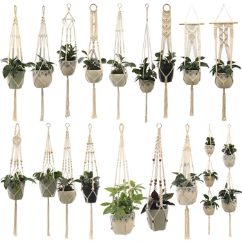 

1PC Hanging Baskets Flowerpot Plant Holder Pot Macrame Plant Hanger Hanging Planter Basket Jute Rope Braided Craft Vintage Decor