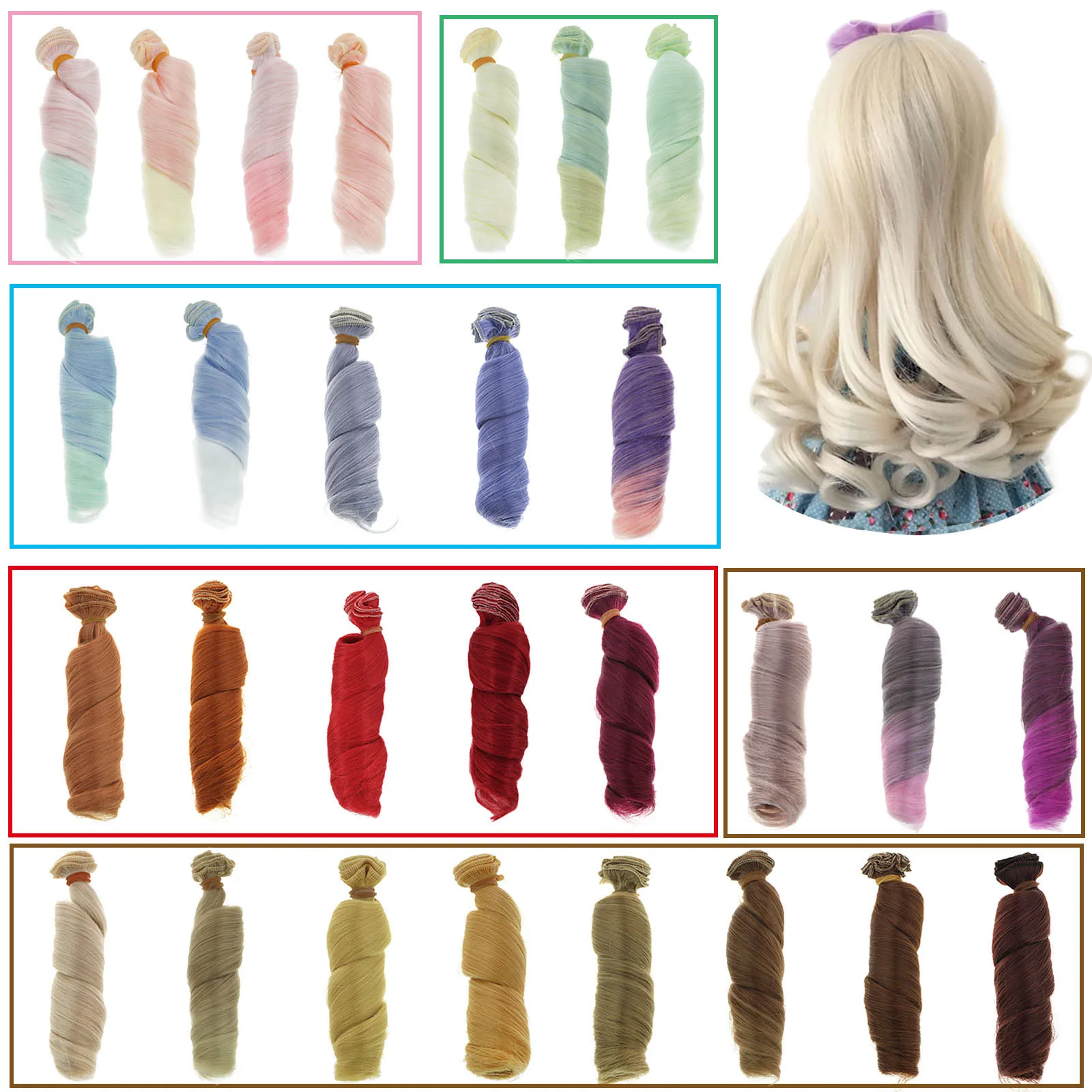 1 Pcs 15/20*100cm Gradient Doll Hairs Doll Wigs Curly Hair for Barbie DIY 1/3 1/4 DIY Accessories House Toys